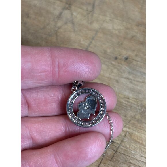 Fine Silver Plated Heart Pendant Necklace With Two-Tone Design & Crystal Accents - Picture 7 of 11